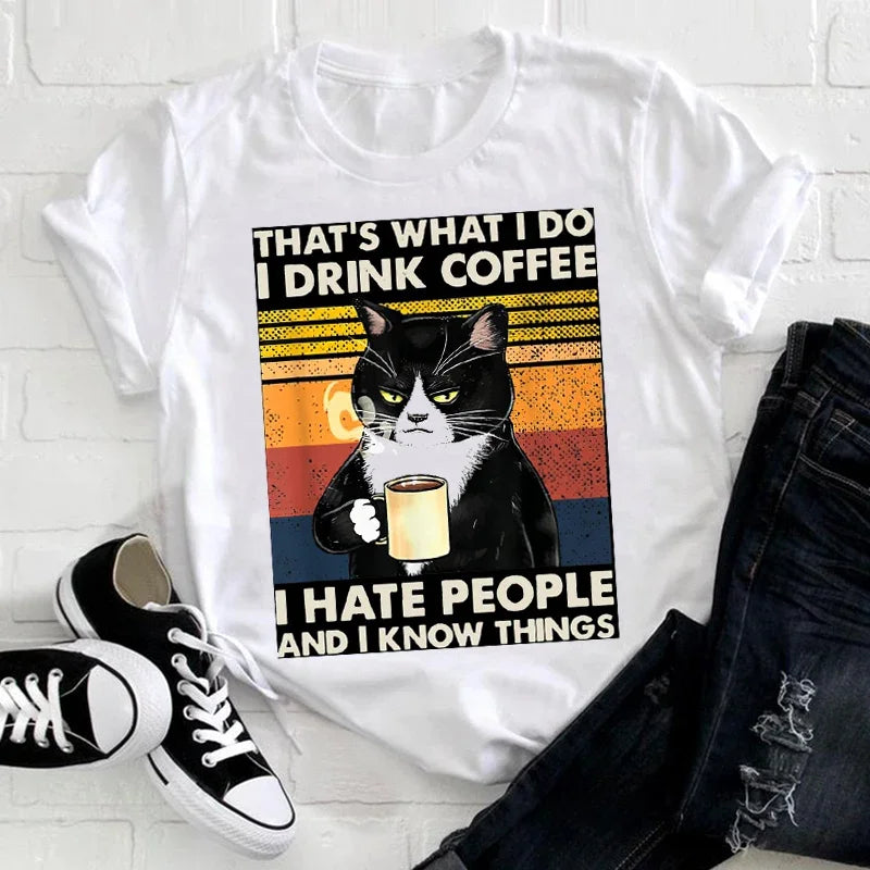 Cat Graphic T-Shirt – Cute Funny Animal Print Tee | Aesthetic Y2K Streetwear | Casual Graphic T-Shirt 2025 Streetwear Y2K