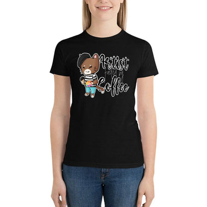 Artist cat fueled by coffee T-Shirt shirts graphic tees lady clothes Woman fashion