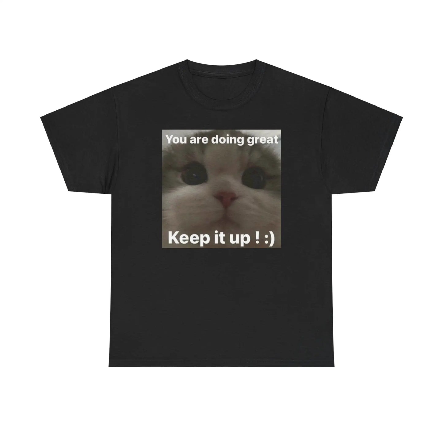 Positive Cat Cotton T-Shirt – Funny Parody Meme Tee