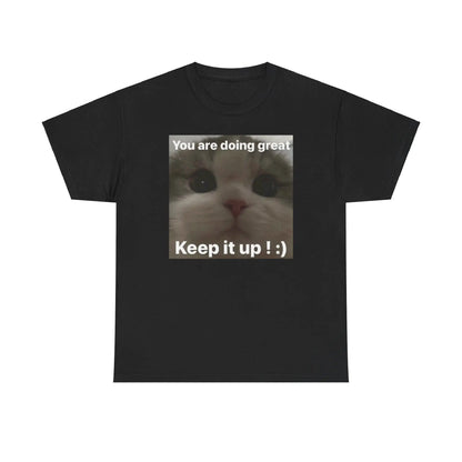 Positive Cat Cotton T-Shirt – Funny Parody Meme Tee