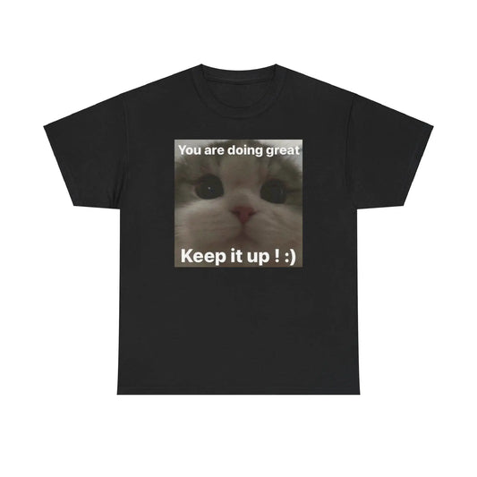 Positive Cat Cotton T-Shirt – Funny Parody Meme Tee